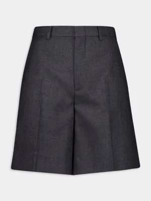 Dark Grey Tailored Wool Shorts