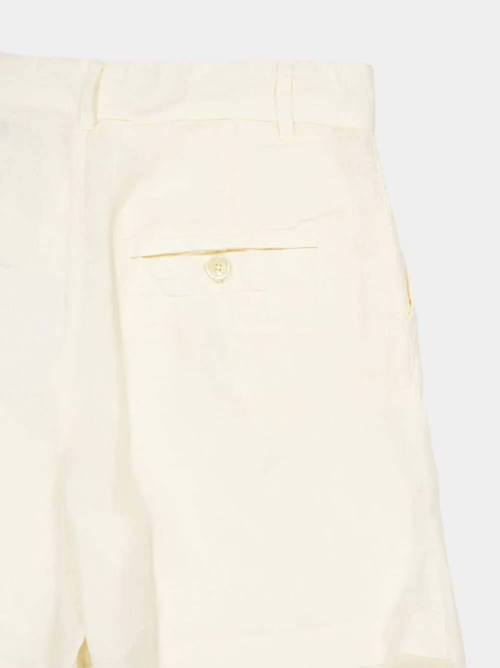 Ecru Casual Fit Linen Shorts