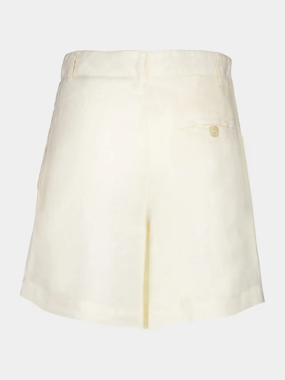 Ecru Casual Fit Linen Shorts