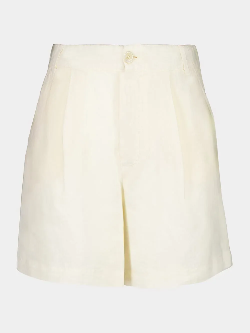 Ecru Casual Fit Linen Shorts