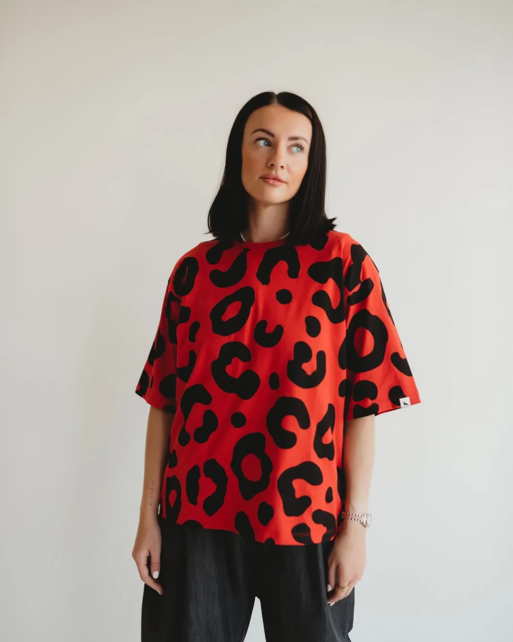 Elsie Red Animal Print Oversized T-Shirt