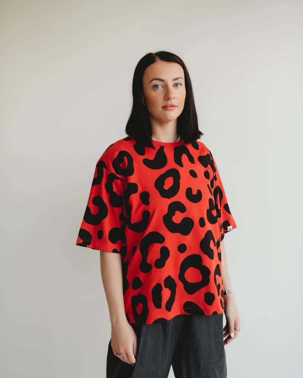 Elsie Red Animal Print Oversized T-Shirt