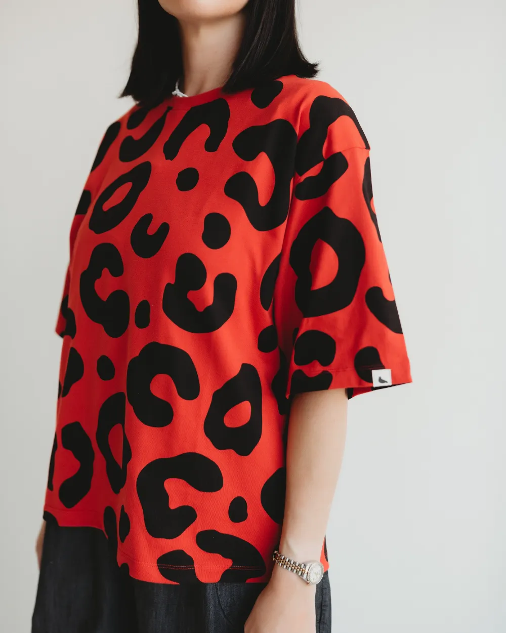 Elsie Red Animal Print Oversized T-Shirt