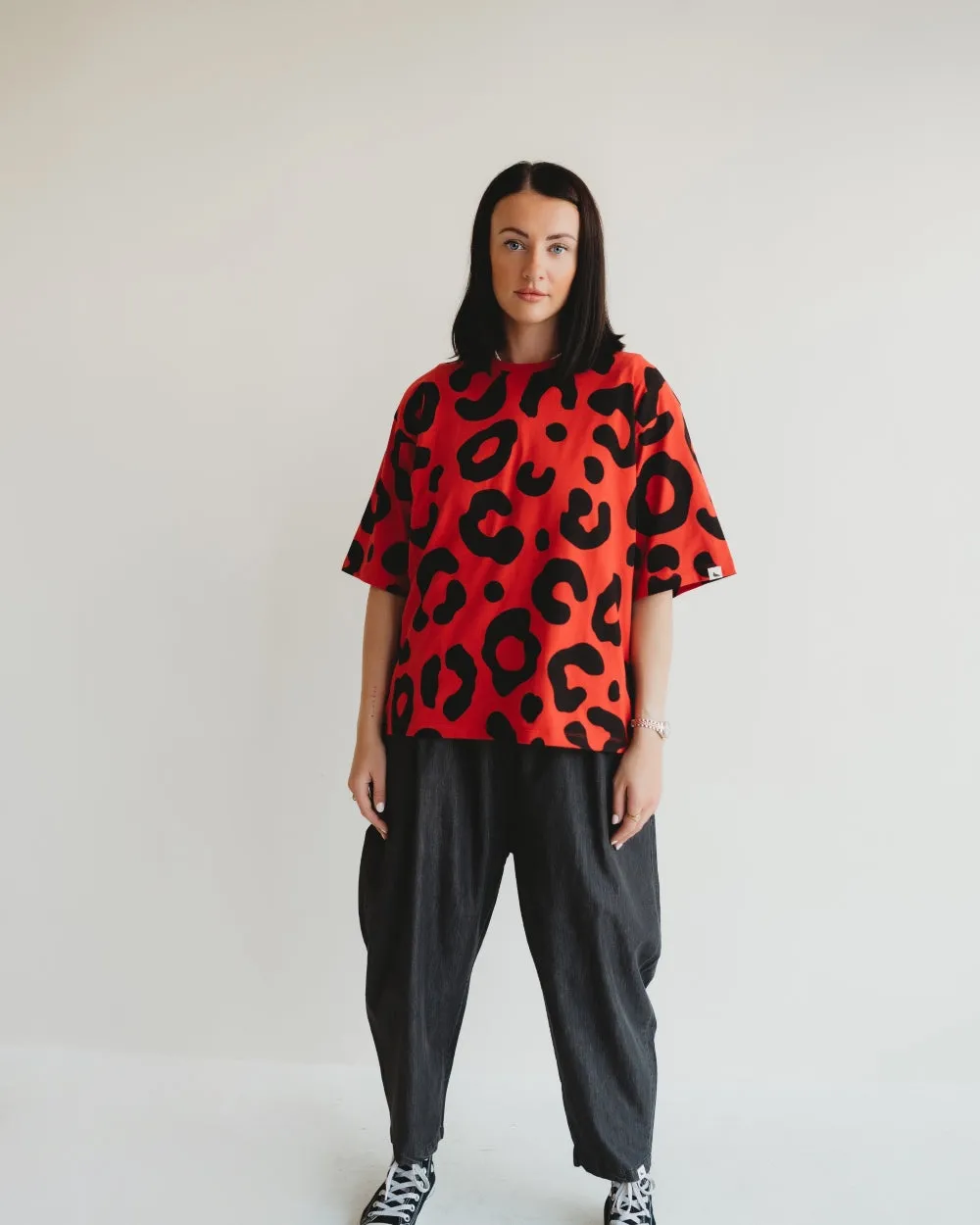Elsie Red Animal Print Oversized T-Shirt