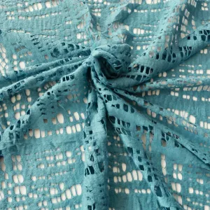 Embroidery Lace Fabric - Steel blue panels (85cm)