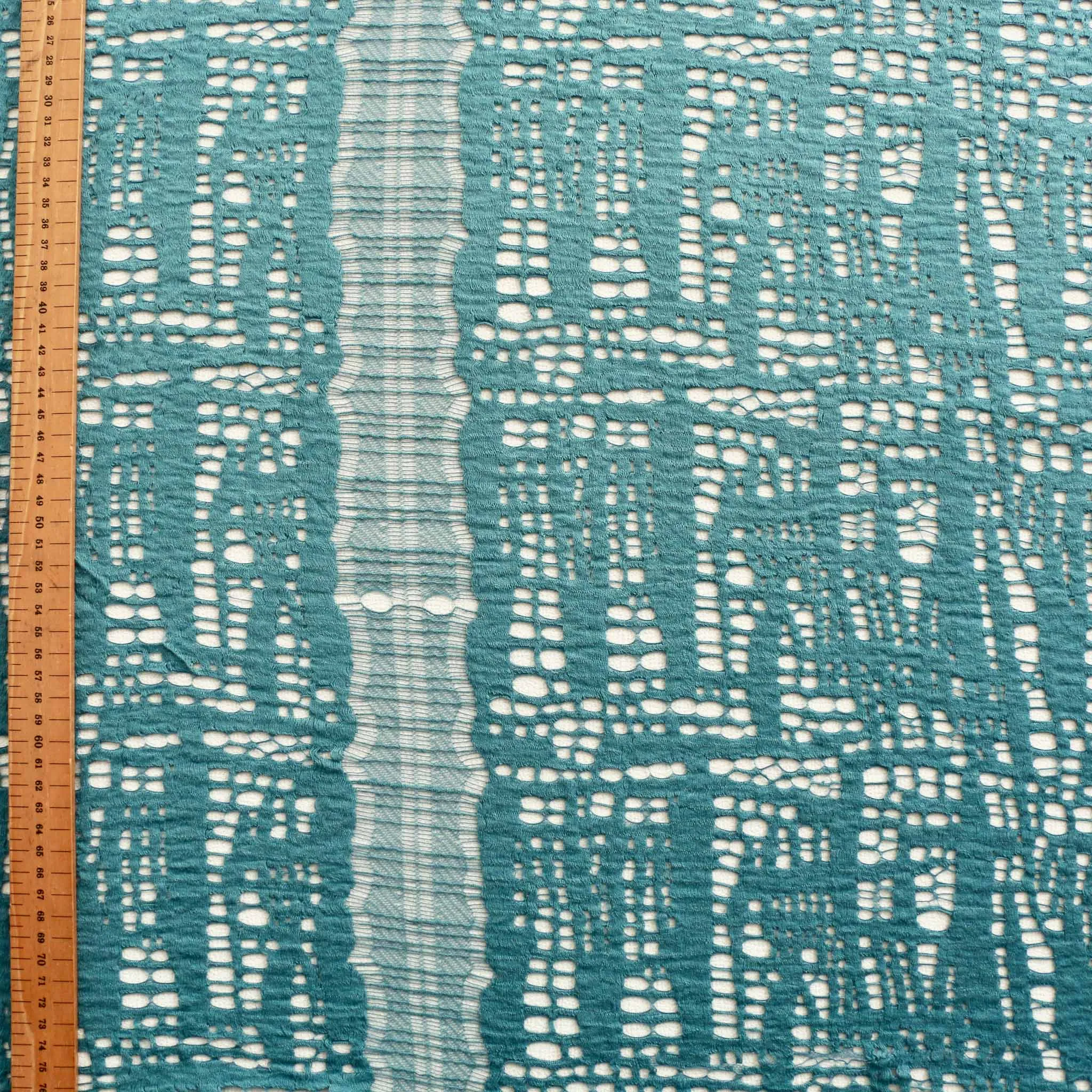 Embroidery Lace Fabric - Steel blue panels (85cm)