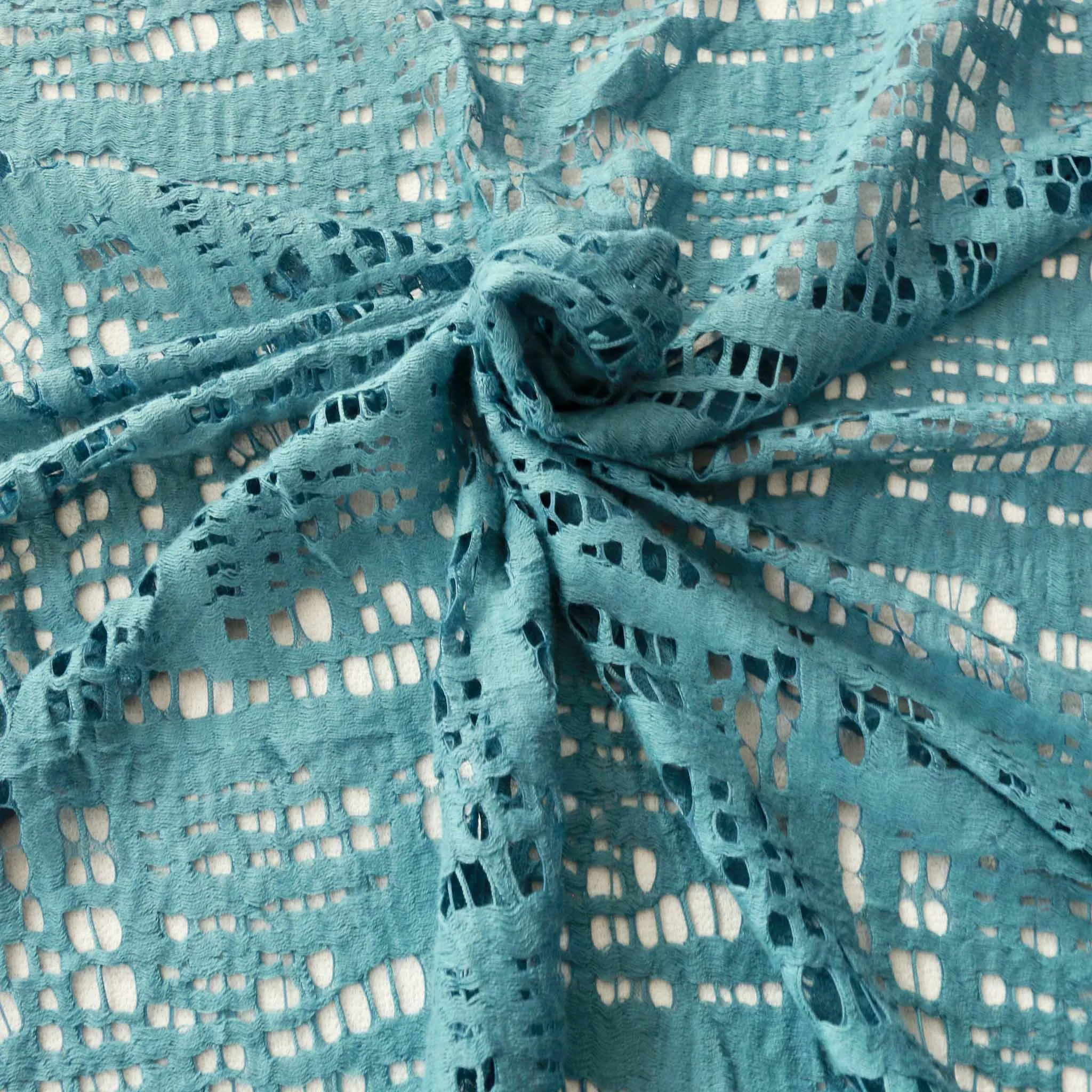 Embroidery Lace Fabric - Steel blue panels (85cm)