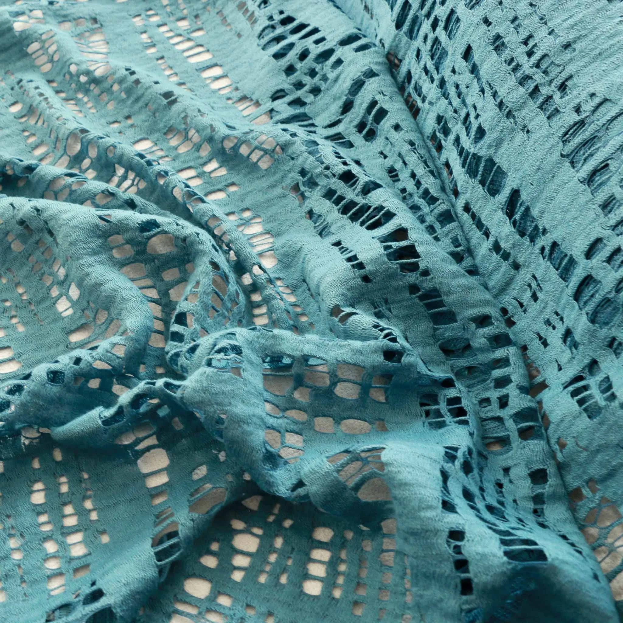 Embroidery Lace Fabric - Steel blue panels (85cm)