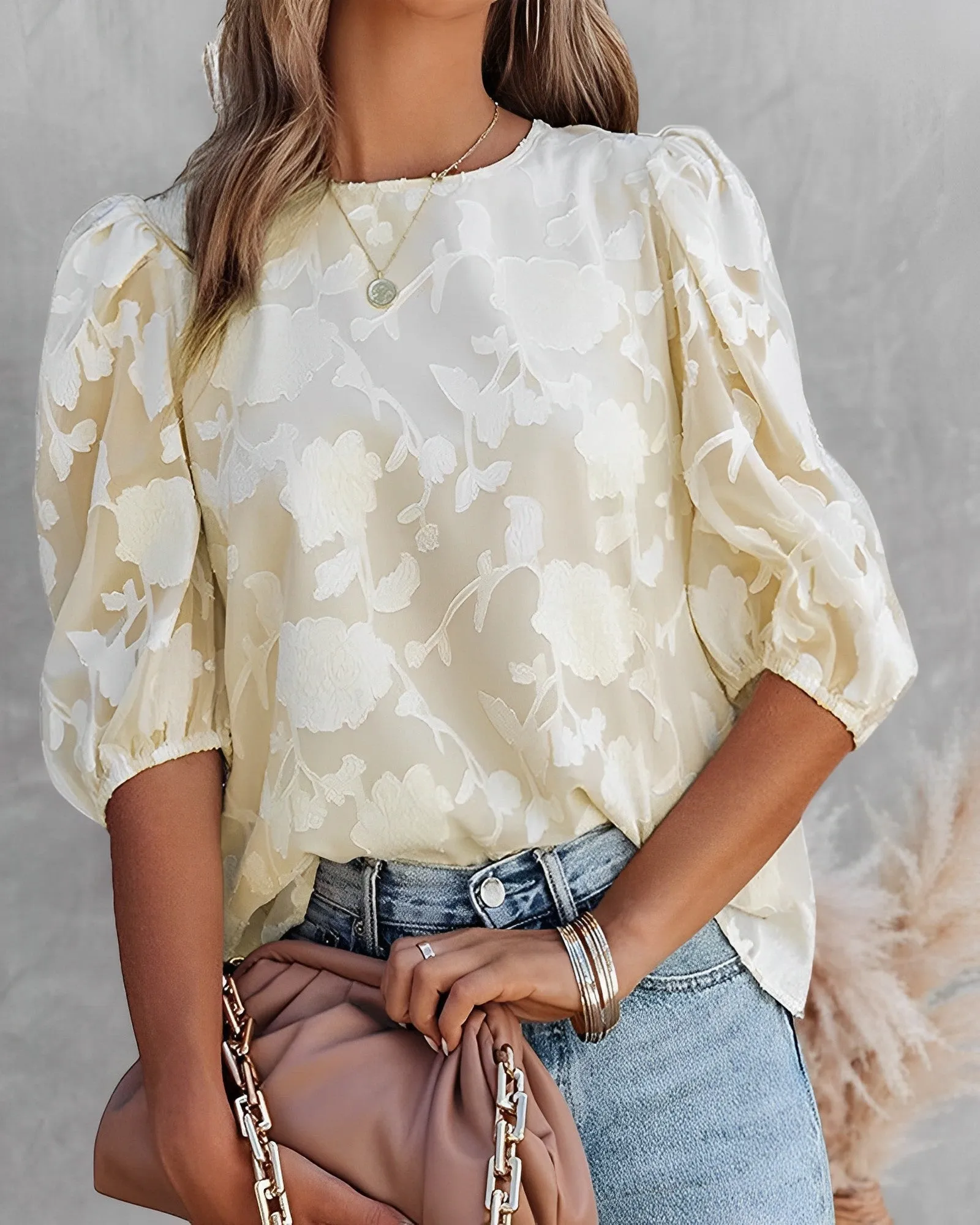 Endellion | Puff Sleeve Chiffon Shirt