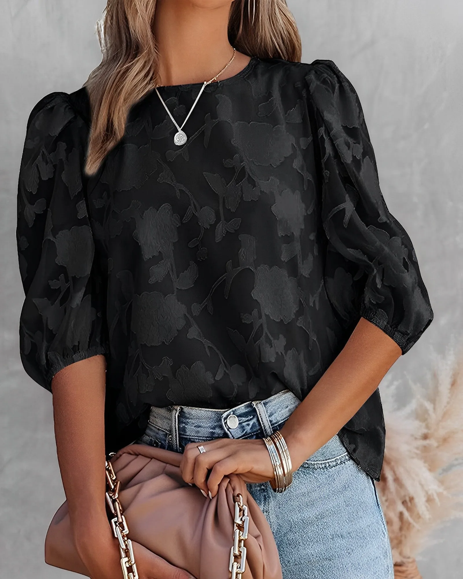 Endellion | Puff Sleeve Chiffon Shirt