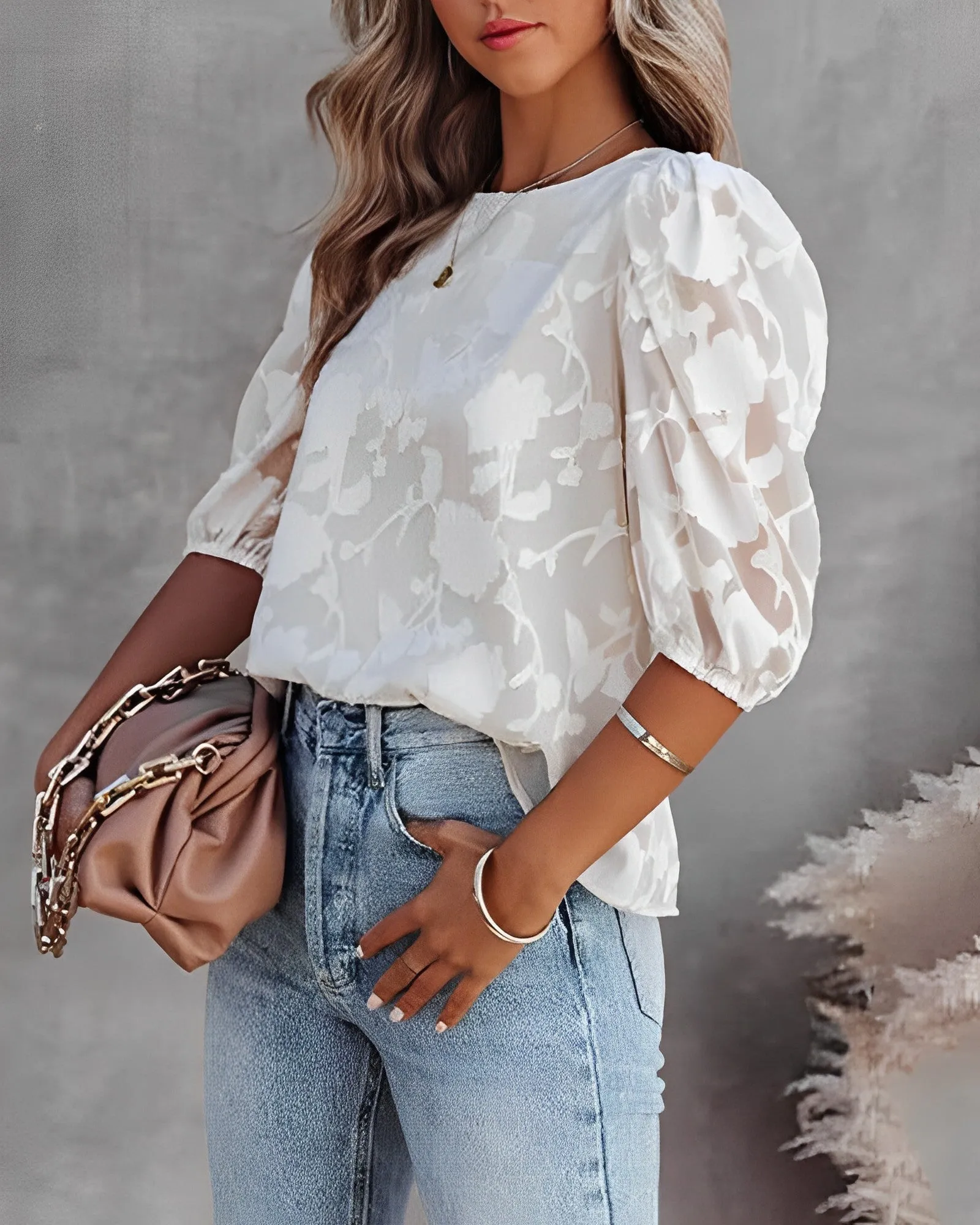 Endellion | Puff Sleeve Chiffon Shirt