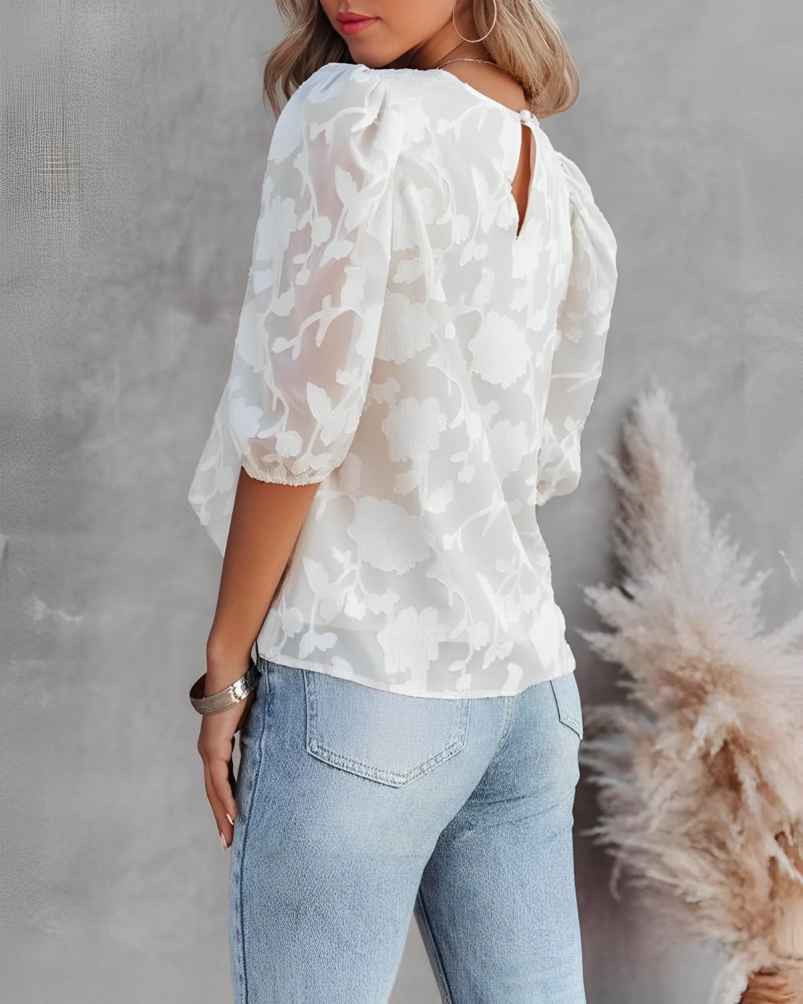 Endellion | Puff Sleeve Chiffon Shirt