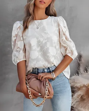 Endellion | Puff Sleeve Chiffon Shirt