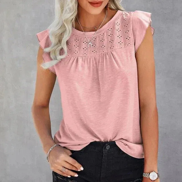 Eunice - Light Ruffle Sleeves Woman's Summer Top
