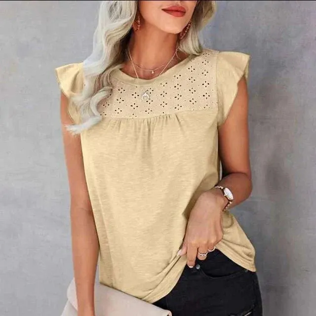 Eunice - Light Ruffle Sleeves Woman's Summer Top