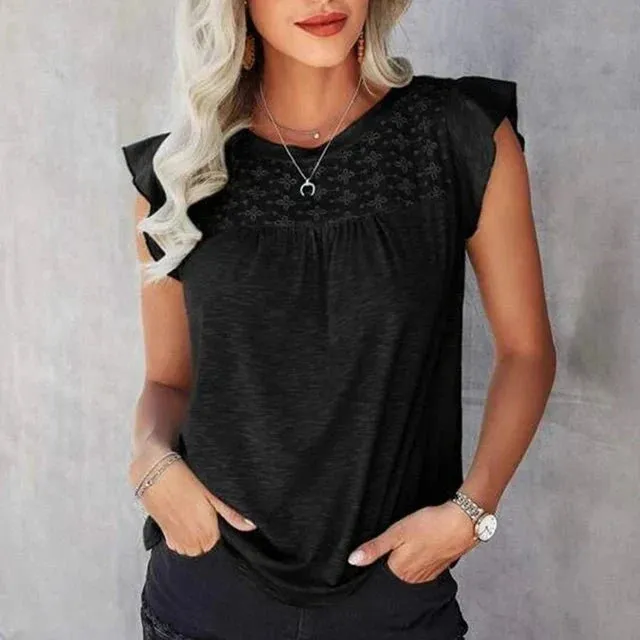 Eunice - Light Ruffle Sleeves Woman's Summer Top
