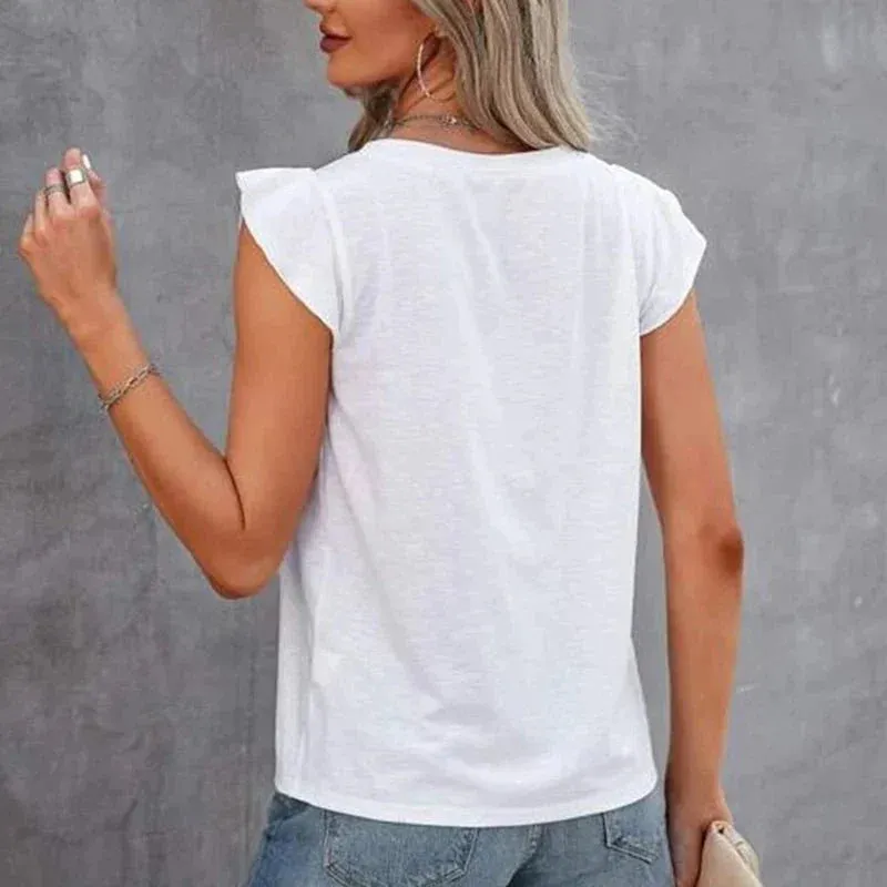 Eunice - Light Ruffle Sleeves Woman's Summer Top