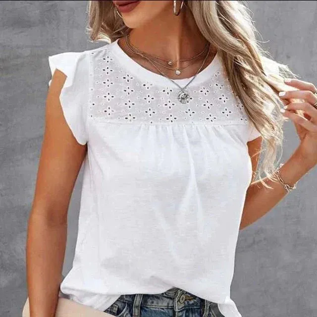 Eunice - Light Ruffle Sleeves Woman's Summer Top