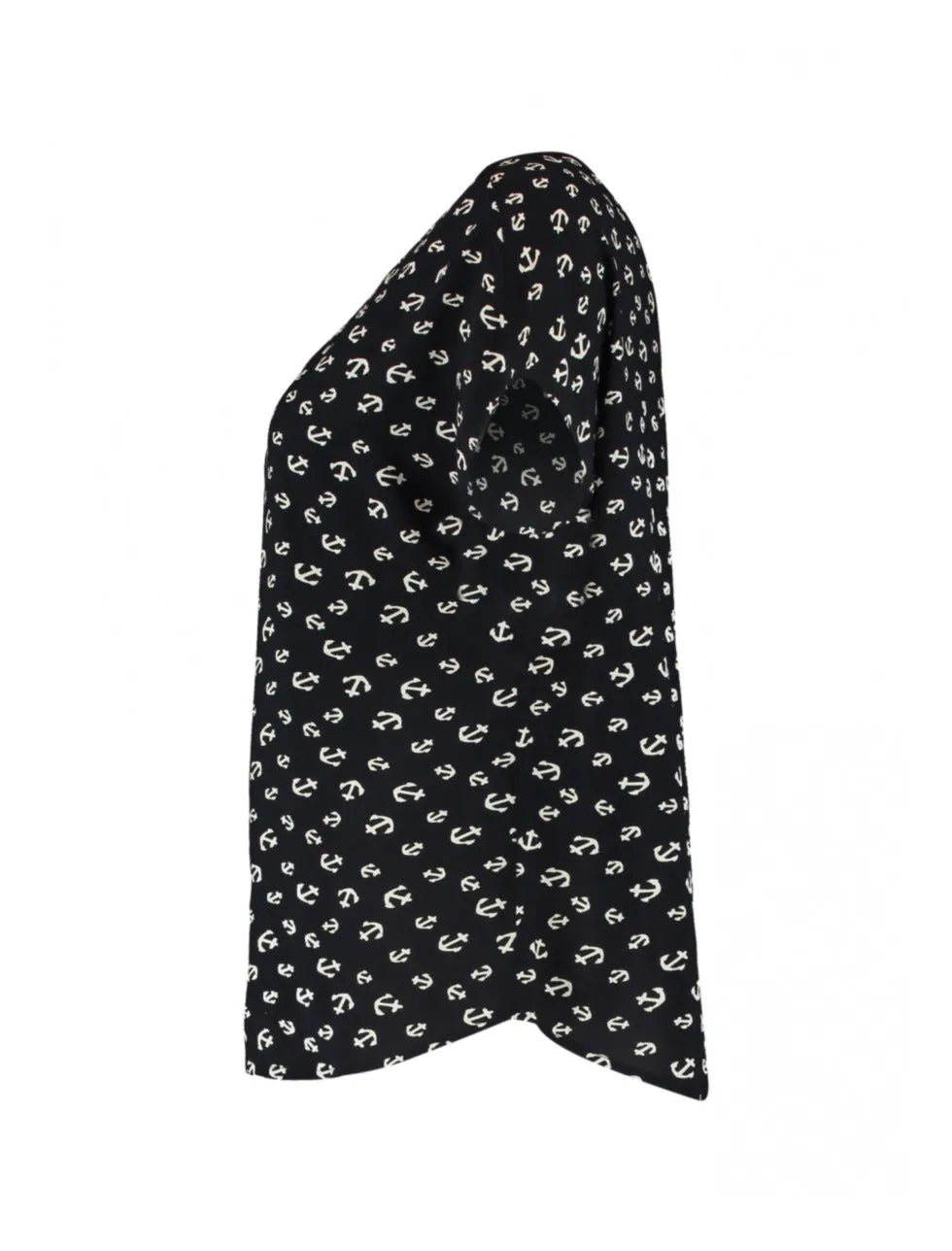Farina Navy Anchor Print Top