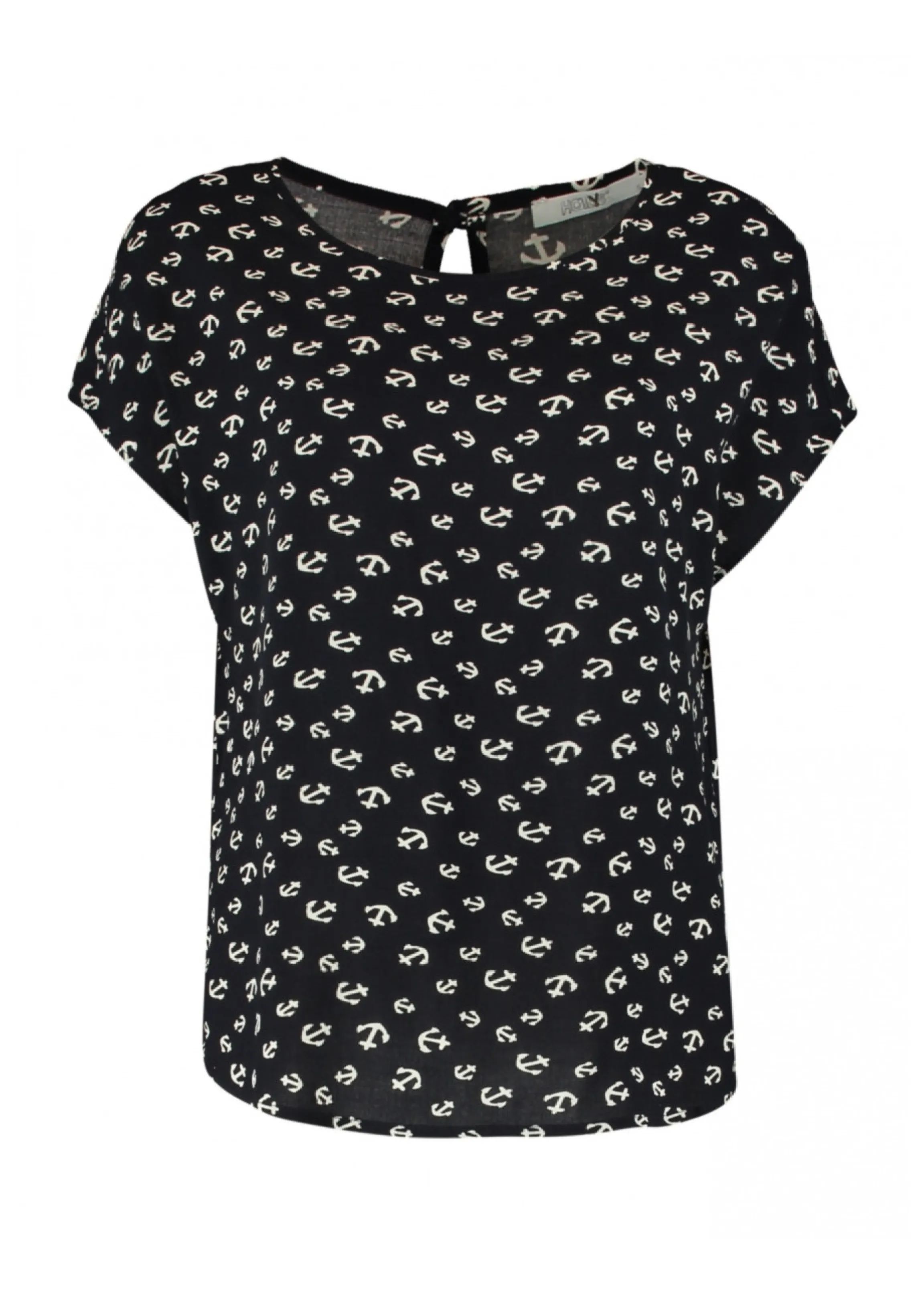Farina Navy Anchor Print Top