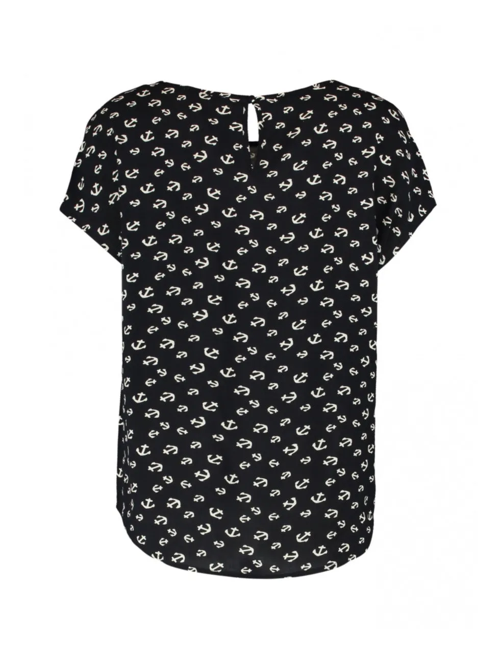 Farina Navy Anchor Print Top