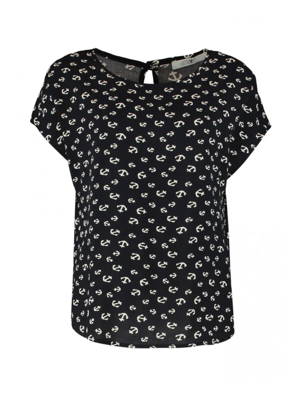 Farina Navy Anchor Print Top