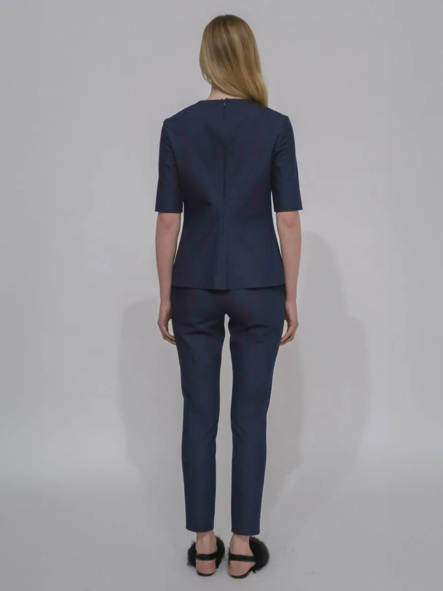 FITTED T-SHIRT TOP - STRETCH TWILL