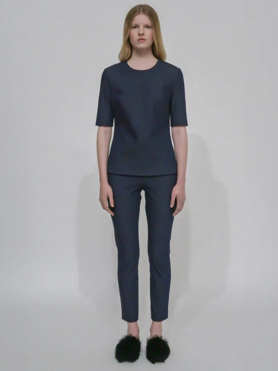 FITTED T-SHIRT TOP - STRETCH TWILL