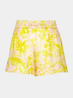 Floral-Print Silk Shorts