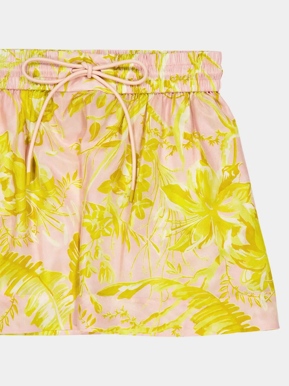Floral-Print Silk Shorts