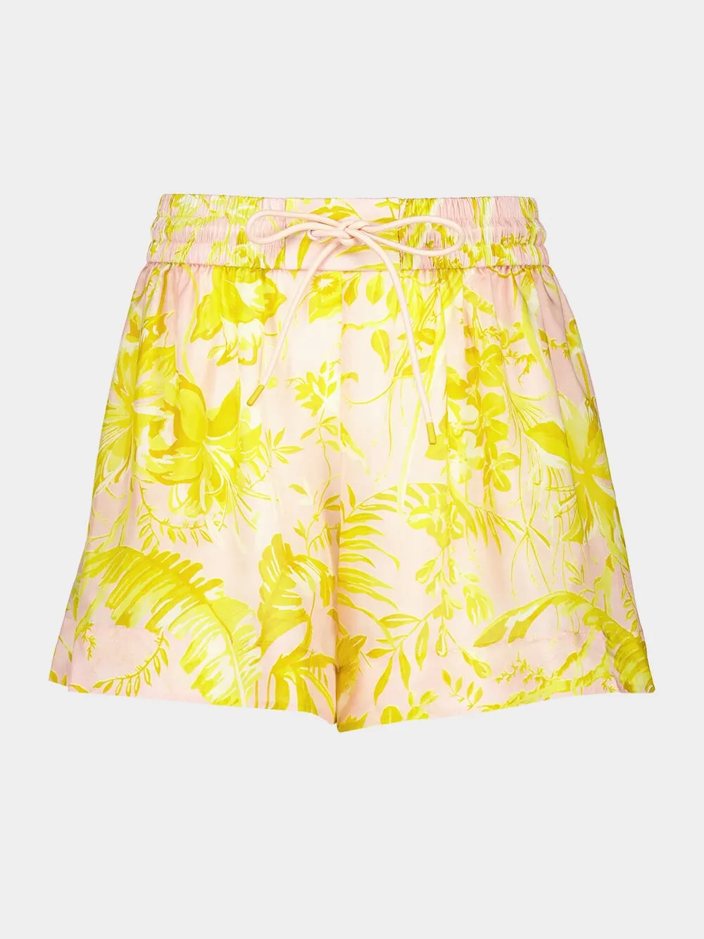 Floral-Print Silk Shorts
