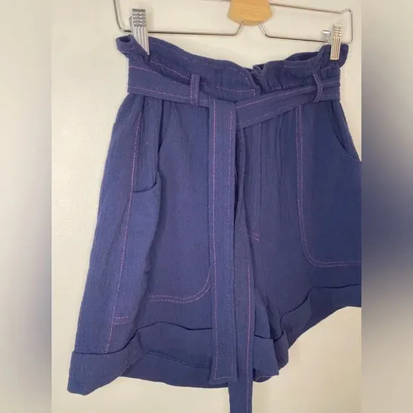 FRNCH Paris 100% Cotton Terry Belted Shorts