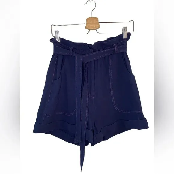 FRNCH Paris 100% Cotton Terry Belted Shorts