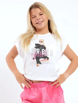 Girls Barbie Boxy Tee - White