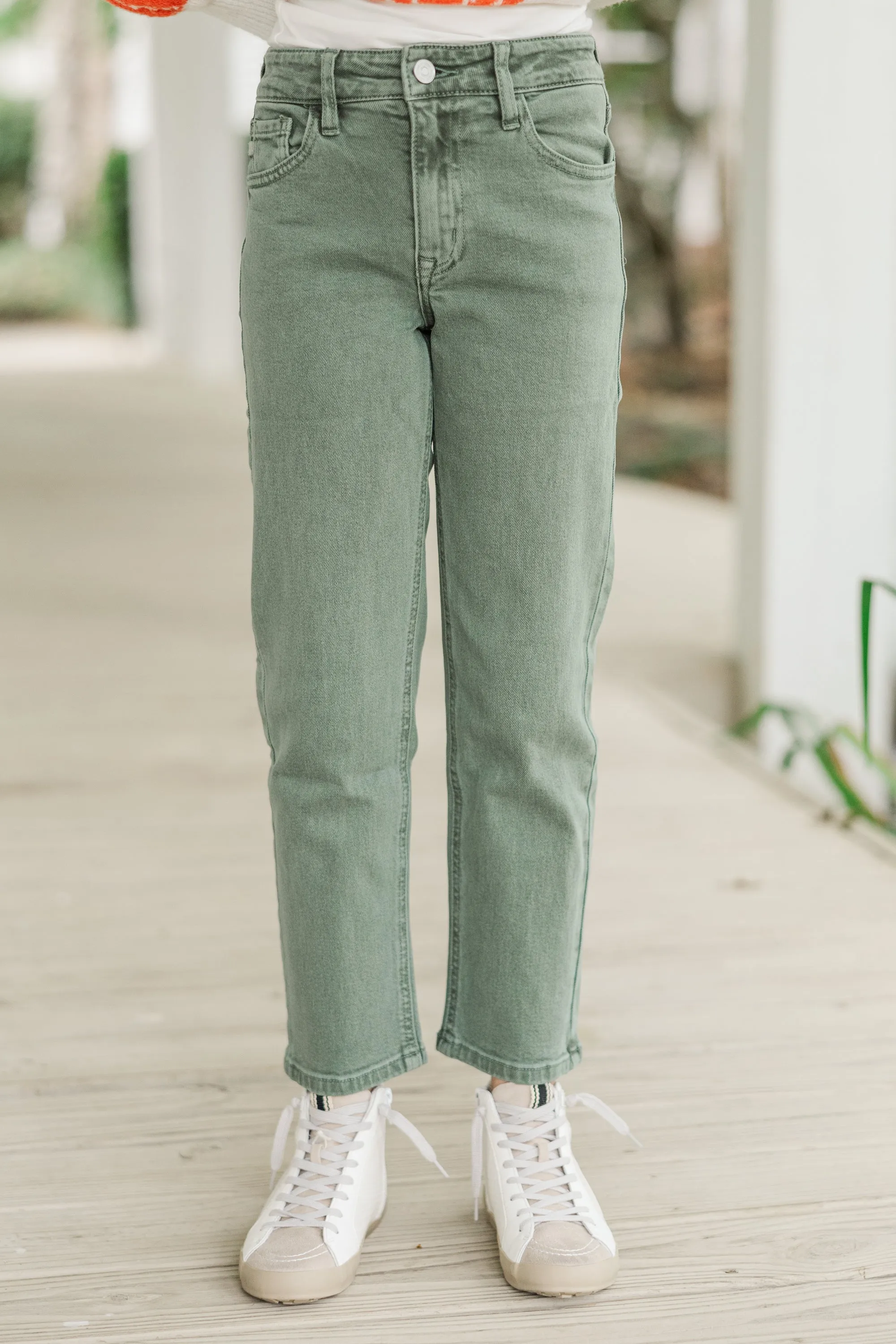 Girls: KanCan Created Joy Olive Straight Leg Jean