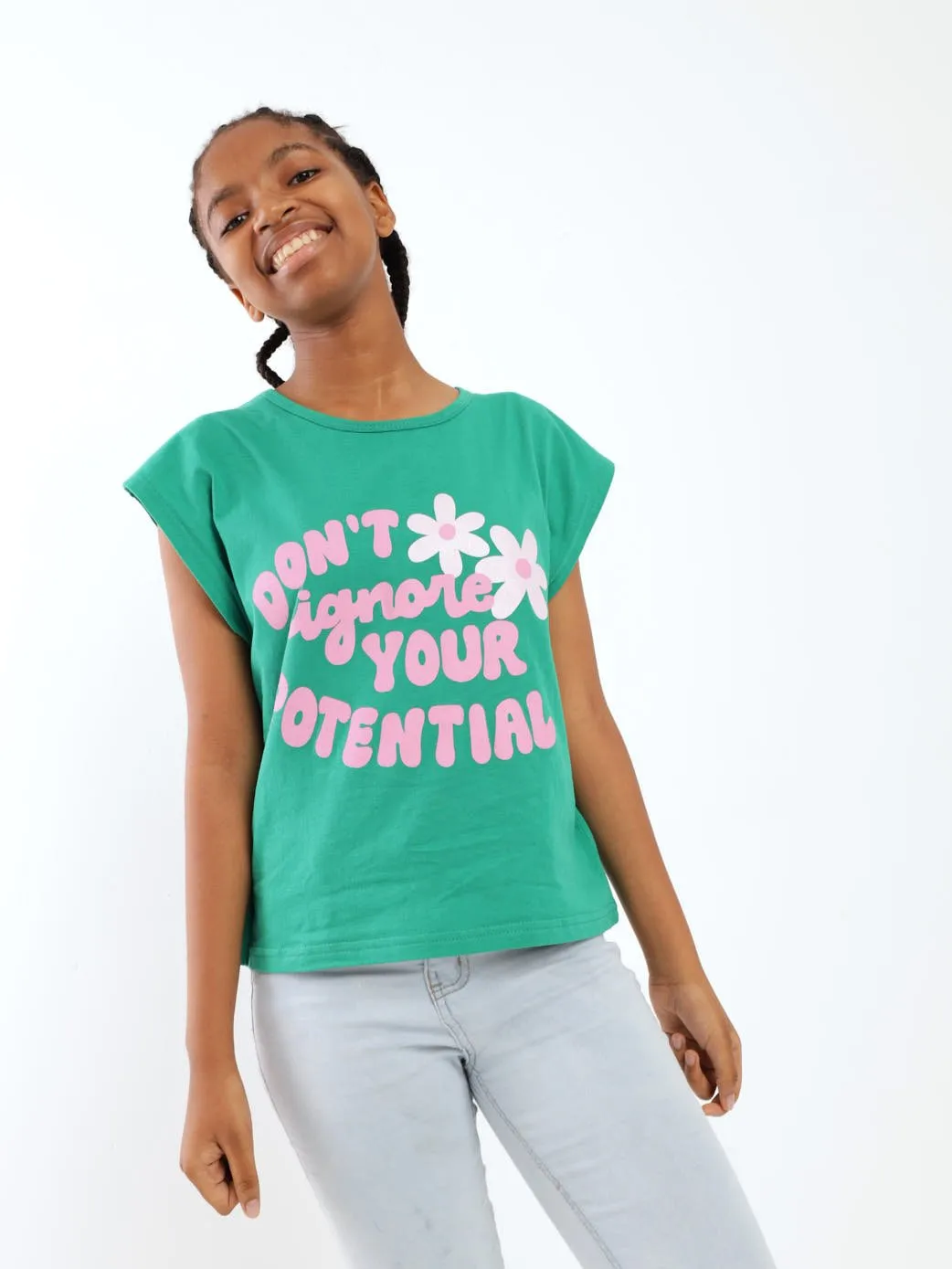 Girls Potential Boxy Tee - Green
