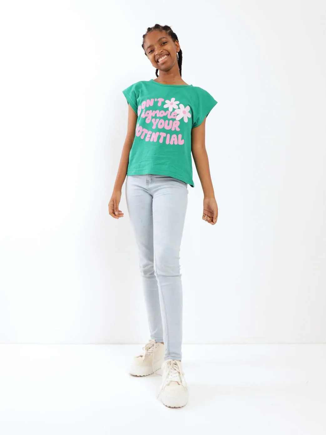 Girls Potential Boxy Tee - Green