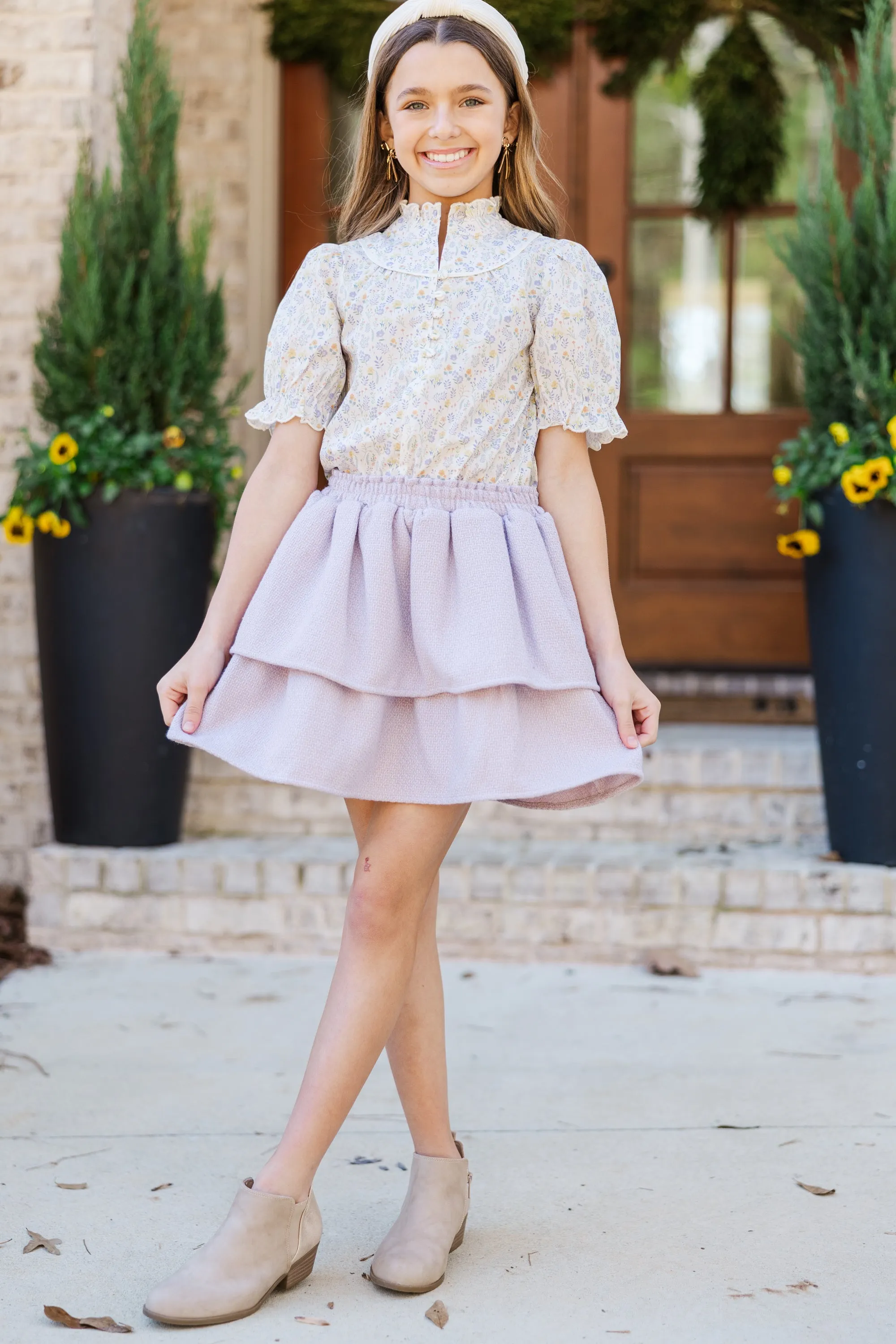Girls: The Emma Kate Lavender Purple Tweed Skort