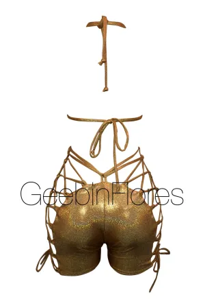 Gold Kiara Lace Up (Shorts Only)