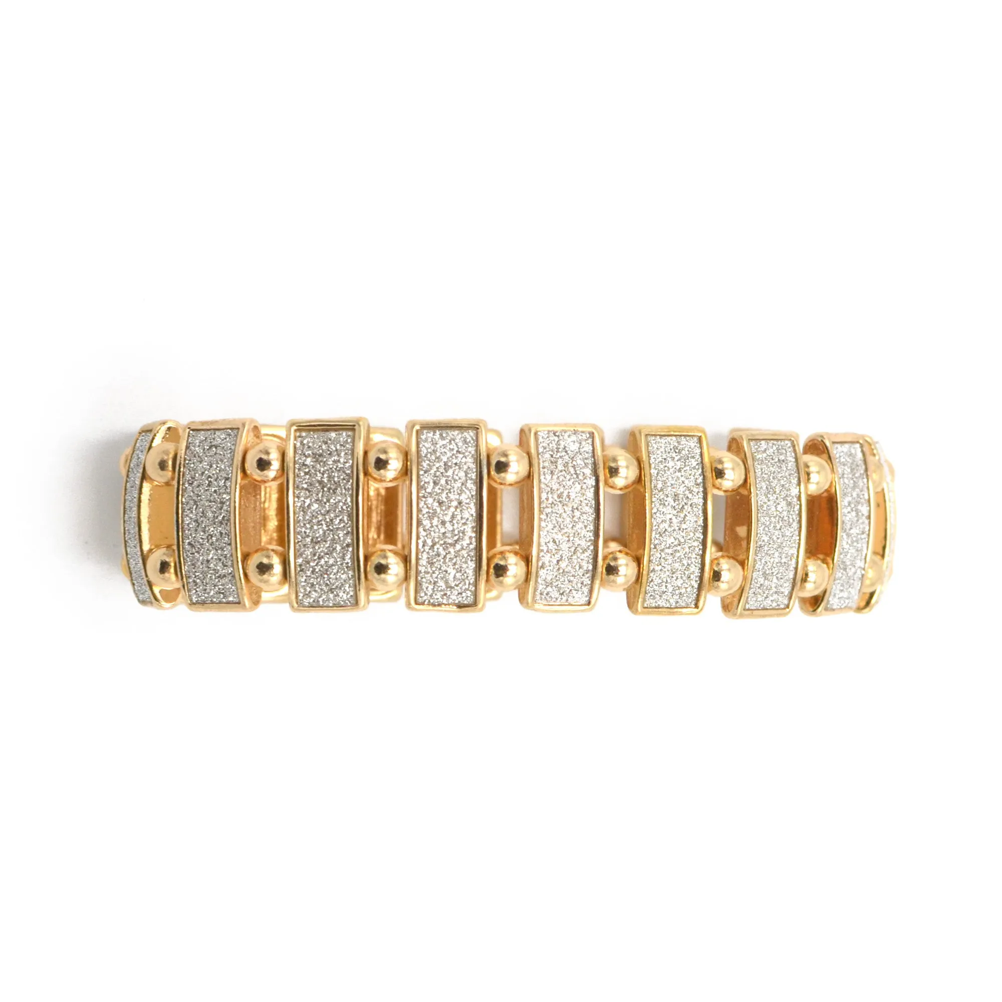 GOLD RECTANGLE GLITTER MEMORY WIRE STRETCH BRACELET #SQ321B-554 (NF17)