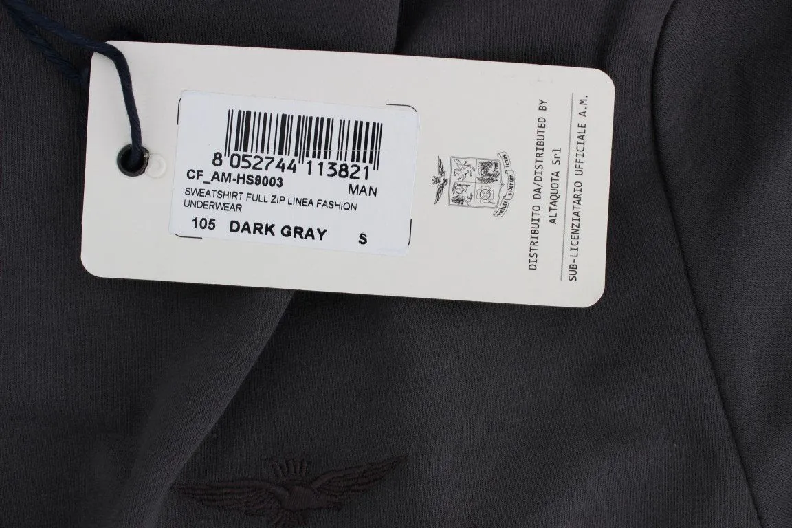 Gray Cotton Stretch Full Zipper Sweater