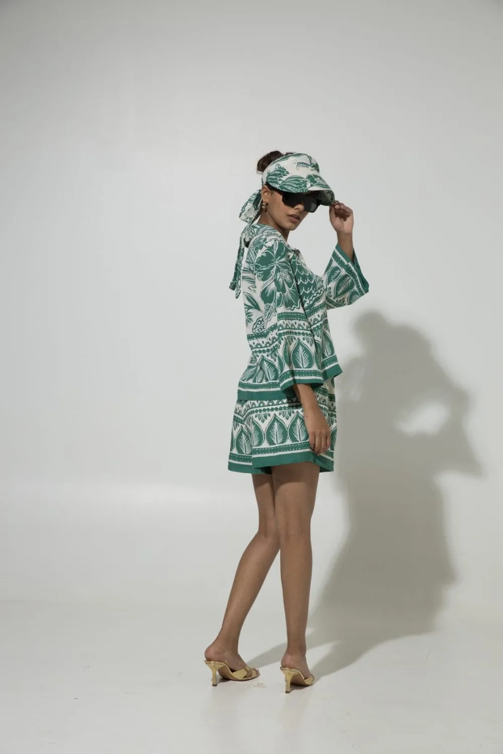 Green Cordelia Linen Co-Ord Shorts Set