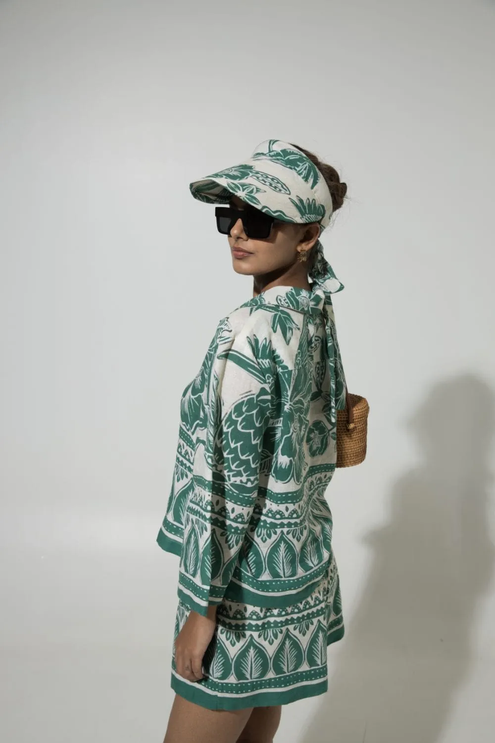 Green Cordelia Linen Co-Ord Shorts Set