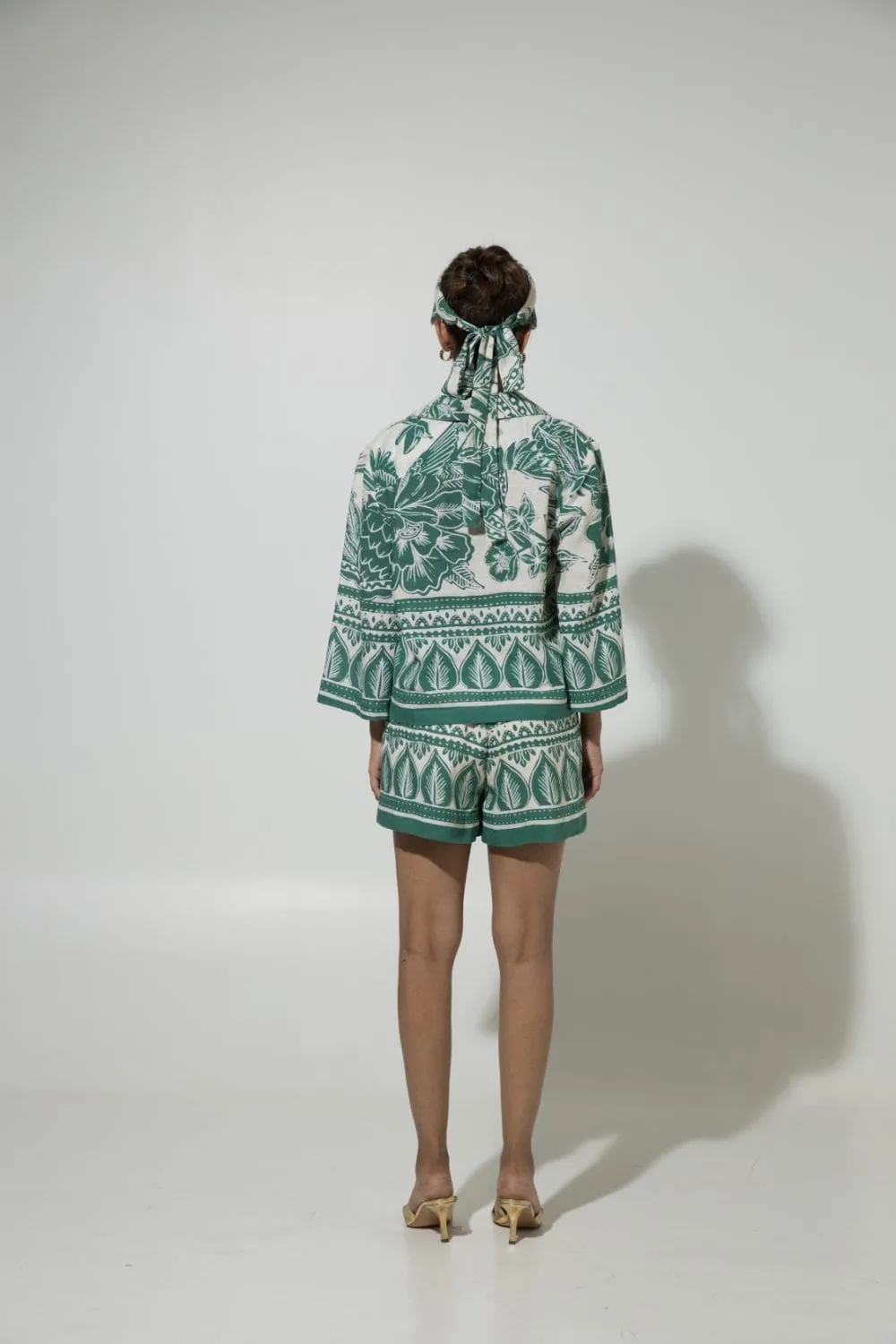 Green Cordelia Linen Co-Ord Shorts Set