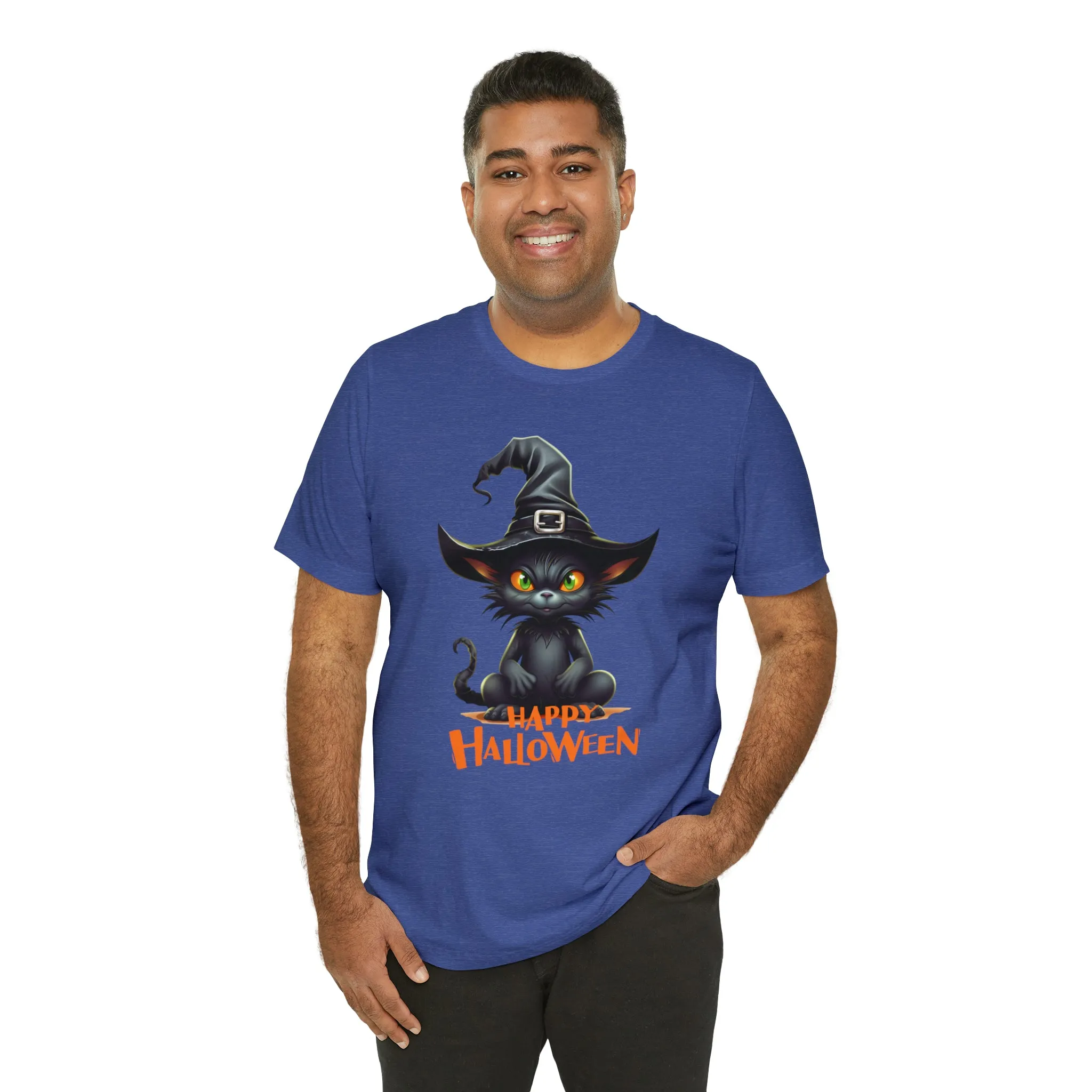 Happy Halloween Witchy Cat T-Shirt | Creepy Witch Cat Tee |  Bella Canvas 3001Unisex | Spooky Short Sleeve Tshirt