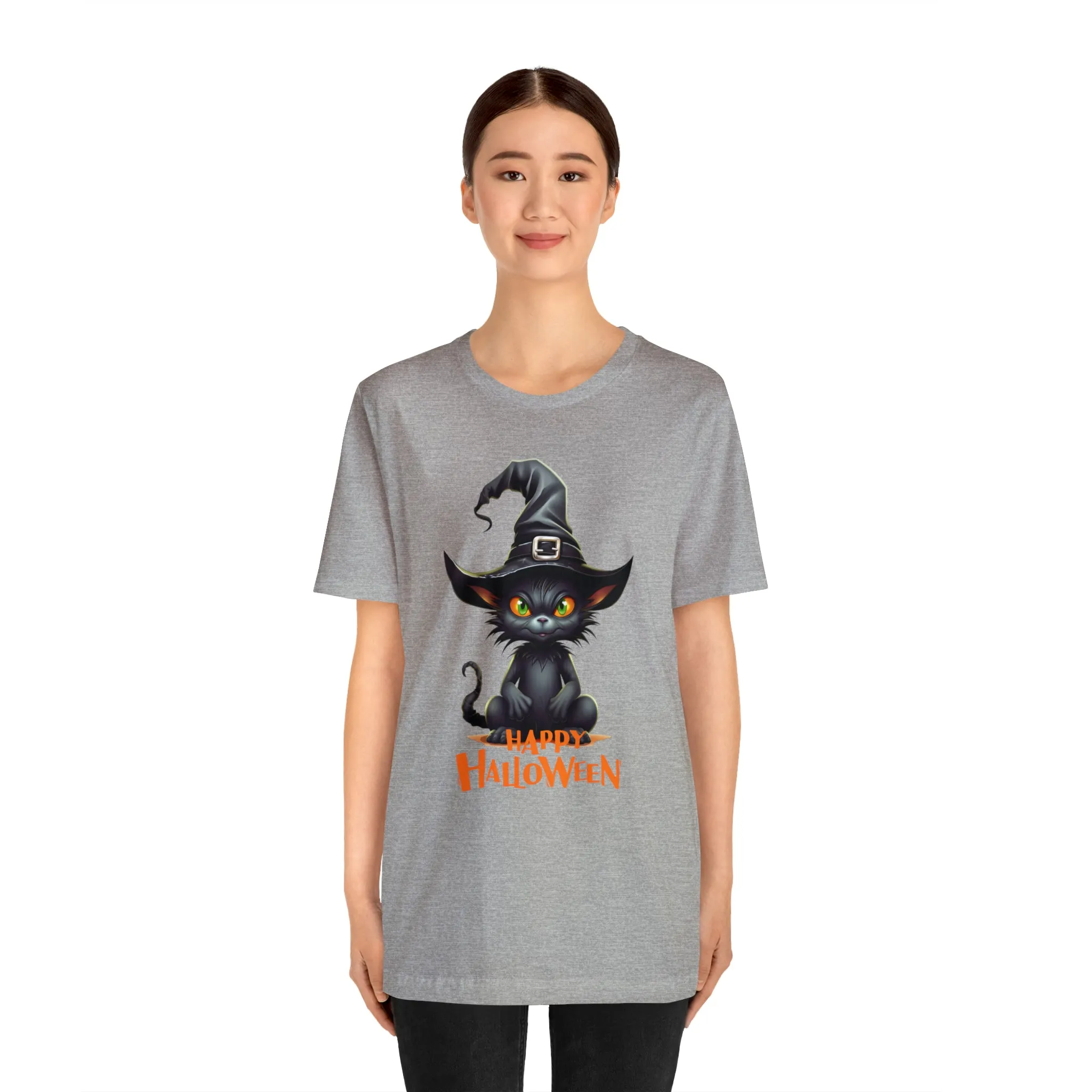 Happy Halloween Witchy Cat T-Shirt | Creepy Witch Cat Tee |  Bella Canvas 3001Unisex | Spooky Short Sleeve Tshirt