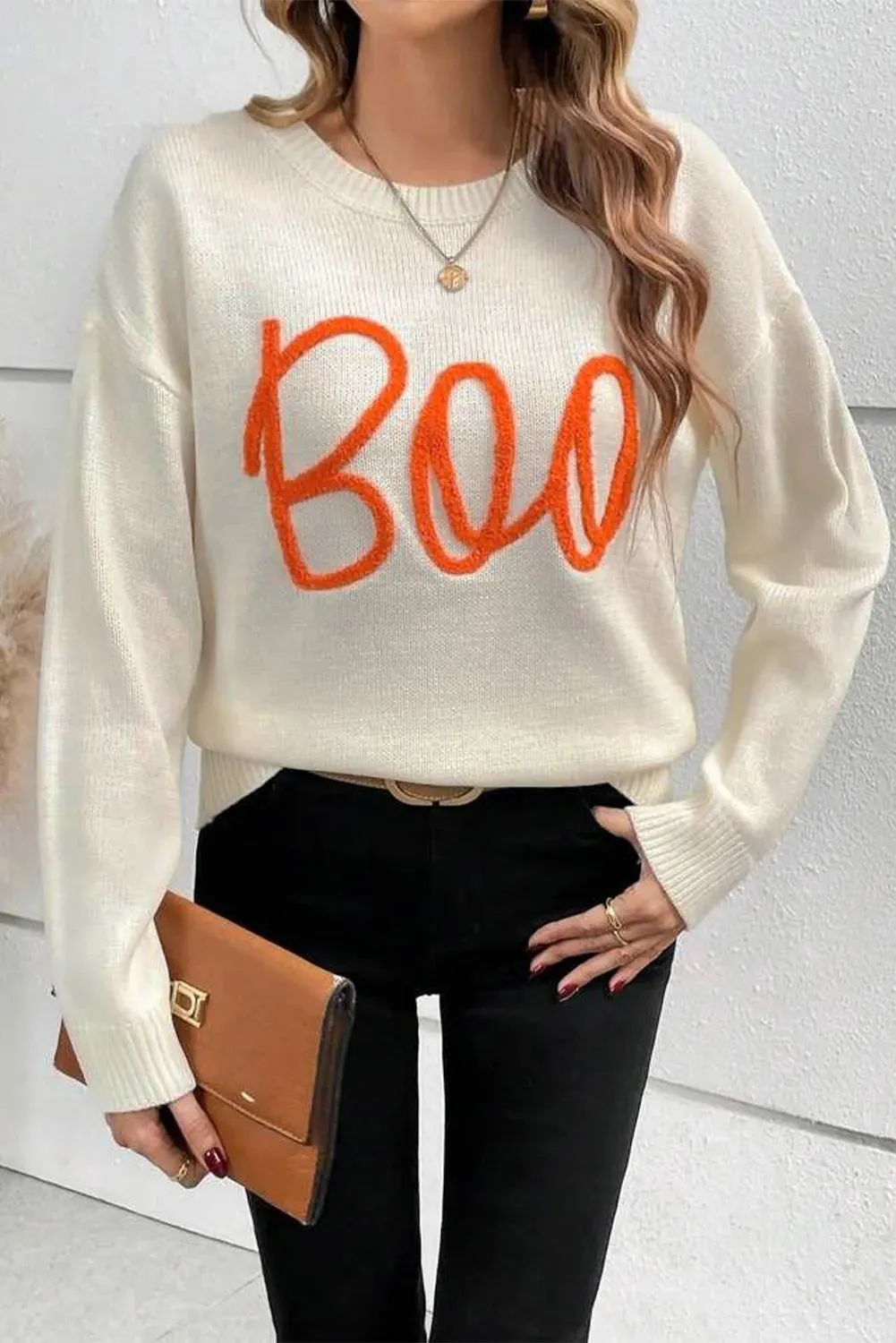 Hazel Blues® |  BOO Round Neck Long Sleeve Sweater