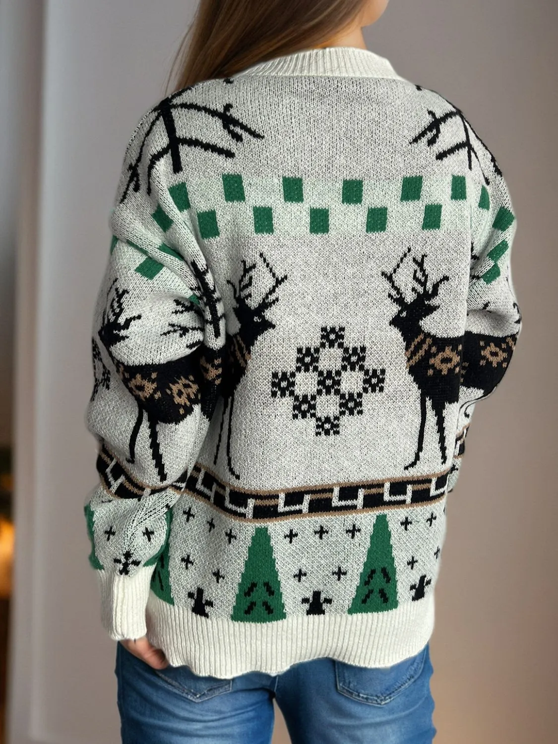 Hazel Blues® |  Christmas Element Round Neck Long Sleeve Sweater