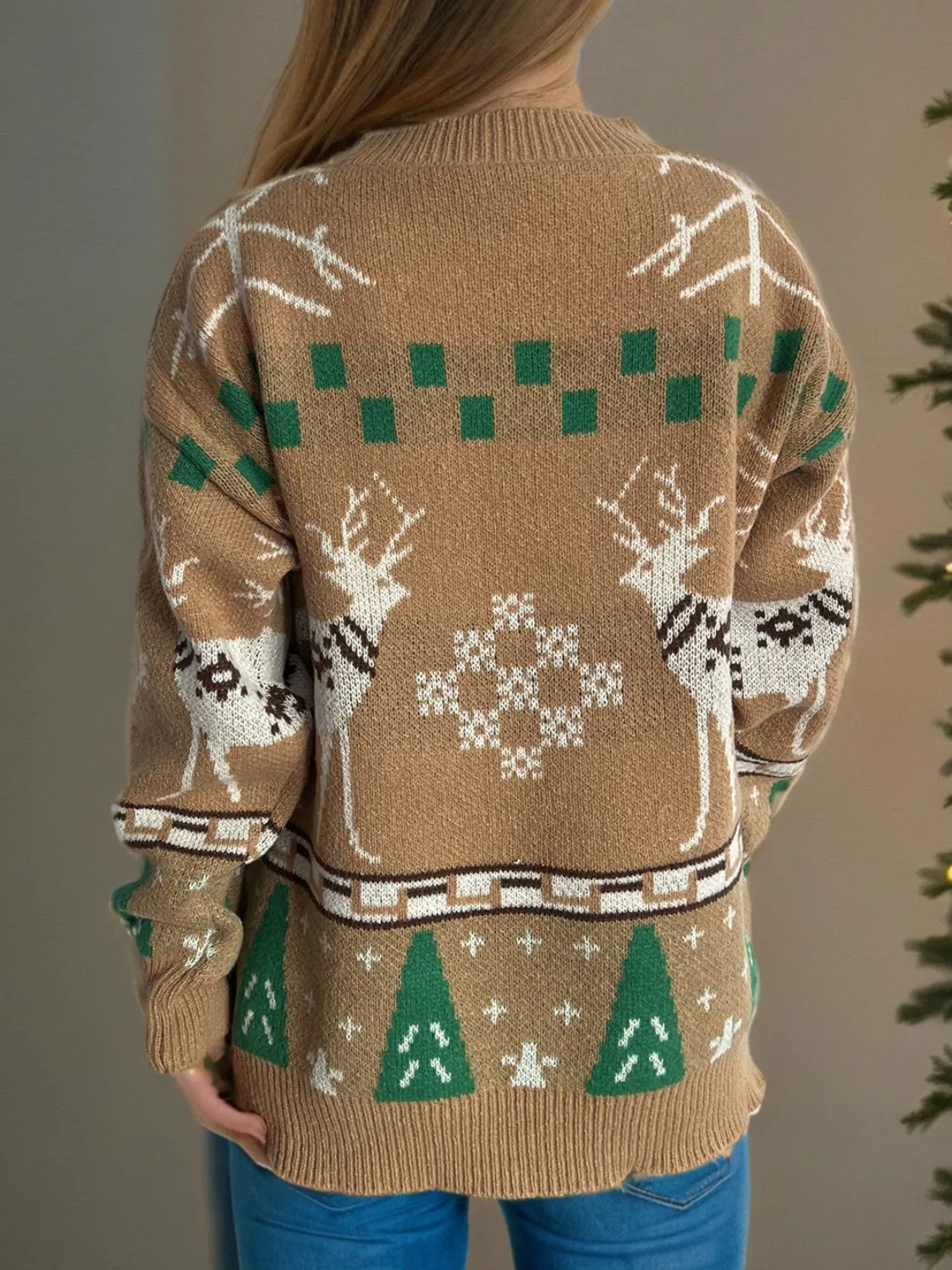 Hazel Blues® |  Christmas Element Round Neck Long Sleeve Sweater