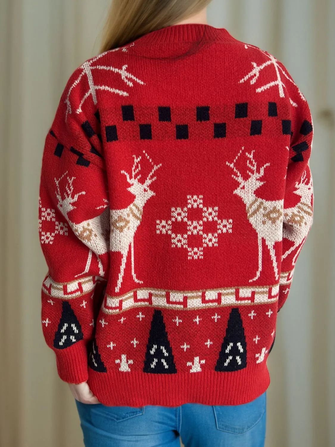 Hazel Blues® |  Christmas Element Round Neck Long Sleeve Sweater
